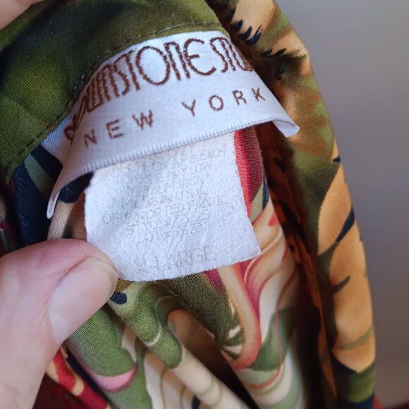 Women's XL Vintage Brownstone Studio Top 1990's Tropical Print Button-Up Blouse - Picture 7 of 7